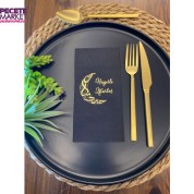 Gold Yaldızlı Hayırlı İftarlar Ay Desenli 16 lı Siyah Renkli Kağıt Peçete