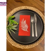 Gümüş Yaldızlı Kırmızı Yaprak Desenli Peçete 16 lı