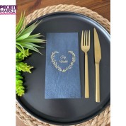 Gold Yaldızlı Siyah Söz Verdik Kalp Çelenk Peçete 16 Adet