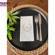 Gümüş Yaldızlı Beyaz Söz Verdik Kalp Çelenk Peçete 16 Adet