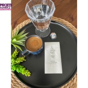 Gümüş Yaldızlı Beyaz Kalp Baskılı Kitap Kahve Peçete 6x12 cm