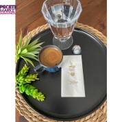 Gold Yaldızlı Beyaz Kalp Baskılı Kitap Kahve Peçete 6x12 cm