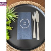 Gümüş Yaldızlı Siyah Çelenkli Afiyet Olsun Peçete 16 Adet