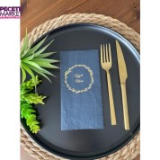 Gold Yaldızlı Siyah Çelenkli Afiyet Olsun Peçete 16 Adet