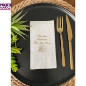 Gold Yaldızlı Beyaz Kahvaltının Mutlulukla Bir İlgisi Olmalı Peçete 16 Adet