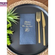 Gold Yaldızlı Siyah Kahvaltının Mutlulukla Bir İlgisi Olmalı Peçete 16 Adet