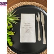 Gümüş Yaldızlı Beyaz Kahvaltının Mutlulukla Bir İlgisi Olmalı Peçete 16 Adet