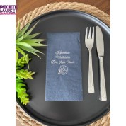 Gümüş Yaldızlı Siyah Kahvaltının Mutlulukla Bir İlgisi Olmalı Peçete 16 Adet