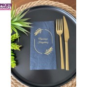 Gold Yaldızlı Siyah Çerçeveli Nişanımıza Hoşgeldiniz Peçete 16 Adet