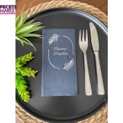 Gümüş Yaldızlı Siyah Çerçeveli Nişanımıza Hoşgeldiniz Peçete 16 Adet