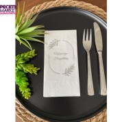 Gümüş Yaldızlı Beyaz Çerçeveli Nişanımıza Hoşgeldiniz Peçete 16 Adet