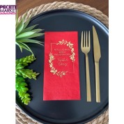 Gold Yaldızlı Kırmızı Mutluluğumuzu Bizimle Paylaştığınız İçin Teşekkür Ederiz Peçete 16 Adet