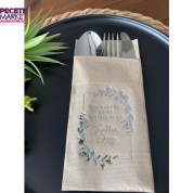 Gümüş Yaldızlı Kraft Mutluluğumuzu Bizimle Paylaştığınız İçin Teşekkür Ederiz Cepli Peçete 12 Adet