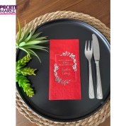 Gümüş Yaldızlı Kırmızı Mutluluğumuzu Bizimle Paylaştığınız İçin Teşekkür Ederiz Peçete 16 Adet