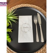 Gümüş Yaldızlı Yıldız Çerçeveli Beyaz Hoşgeldiniz Peçete 16 Adet