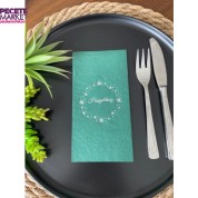 Gümüş Yaldızlı Yeşil Yıldız Çerçeveli Hoşgeldiniz Peçete 16 Adet