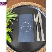 Gümüş Yaldızlı Siyah Yıldız Çerçeveli Hoşgeldiniz Peçete 16 Adet