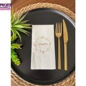 Gold Yaldızlı Beyaz Yıldız Çerçeveli  Hoşgeldiniz Peçete 16 Adet