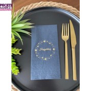 Gold Yaldızlı Siyah Yıldız Çerçeveli Hoşgeldiniz Peçete 16 Adet