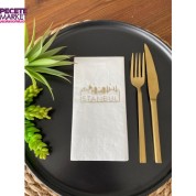 Gold Yaldızlı Beyaz İstanbul Peçete 16 Adet