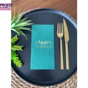 Gold Yaldızlı Yeşil İstanbul Peçete 16 Adet