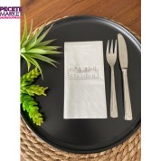 Gümüş Yaldızlı Beyaz İstanbul Peçete 16 Adet