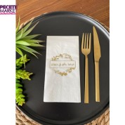 Gold Yaldızlı Beyaz Arapça Divana Hoşgeldiniz Peçete 16 Adet