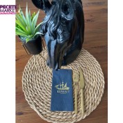 Gold Yaldızlı Siyah Kuwait Town Peçete 16 Adet