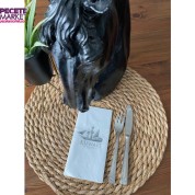 Gümüş Yaldızlı Beyaz Kuwait Town Peçete 16 Adet