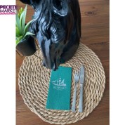 Gümüş Yaldızlı Yeşil Kuwait Town Peçete 16 Adet