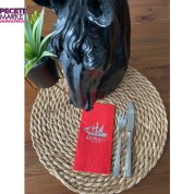 Gümüş Yaldızlı Kırmızı Kuwait Town Peçete 16 Adet