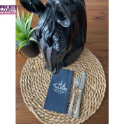 Gümüş Yaldızlı Siyah Kuwait Town Peçete 16 Adet