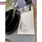 Gümüş Yaldızlı Beyaz İyi Bayramlar Cepli Aır Touch Peçete 12 lı 40x40