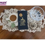 Gold Yaldızlı Siyah Çiçekli Mühürlü Damat Kahvesi Garson Peçete 1 Adet