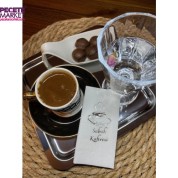 Gümüş Yaldızlı Beyaz Sabah Kahvesi Peçete 6x12 cm