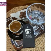 Gümüş Yaldızlı Siyah Bi Fincan Antidepresan Peçete 6x12 cm