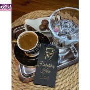 Gold Yaldızlı Siyah Hakedilmiş Kahve Saati Peçete 6x12 cm