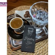 Gümüş Yaldızlı Siyah Hakedilmiş Kahve Saati Peçete 6x12 cm