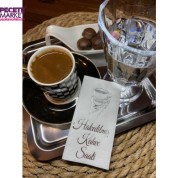 Gümüş Yaldızlı Beyaz Hakedilmiş Kahve Saati Peçete 6x12 cm