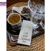 Gold Yaldızlı Beyaz Ne Varsa Kahvede Var Peçete 6x12 cm