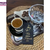 Gold Yaldızlı Siyah Ne Varsa Kahvede Var Peçete 6x12 cm