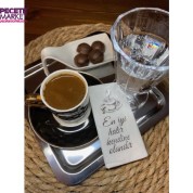 Gümüş Yaldızlı Beyaz En İyi Hatır Kendine Olandır Peçete 6x12 cm