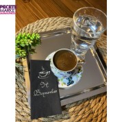 Gümüş Yaldızlı Siyah İyi Bayramlar Peçete 6x12 cm