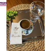 Gümüş Yaldızlı Beyaz İyi Bayramlar Peçete 6x12 cm