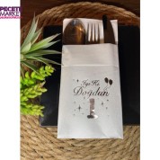 Gümüş Yaldızlı Beyaz Cepli Bir Yaş İyi Ki Doğdun Peçete 12 Adet 40x40