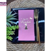 Gold Yaldızlı Pembe Bir Yaş İyi Ki Doğdun Garson Katlama Peçete 16 lı